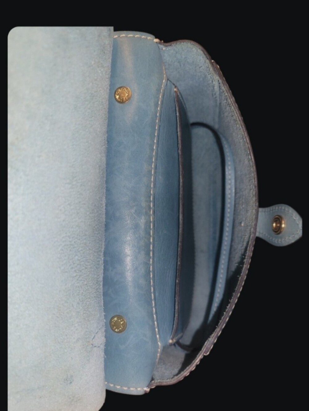 Vintage Dooney & Bourke Alto "Happy Bag" Leather Crossbody Turquoise - Picture 3 of 3